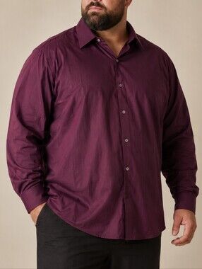 Calvin Klein Men Dress Shirt Burgundy 17.5 34/35 Button Down Corporate Office